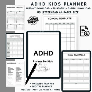 ADHD Planner for Kids – Printable Productivity Journal & Checklist | Children's Daily Organizer | ADHD Focus Planner PDF