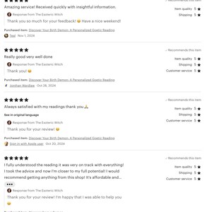 Feedback from tarot readings