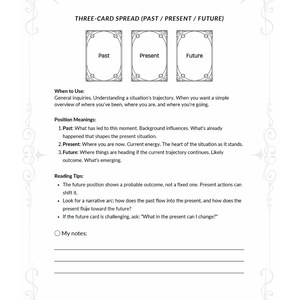 Daily tarot draw tracker template and reading log pages for journaling tarot practice
