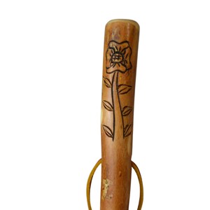 Flower Walking Stick Carving with Vines, Custom Height 48&quot; - 60&quot;, Strong Hardwood Hiking Staff, Vine carved walking stick