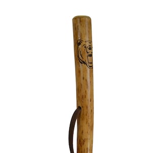 Walking Stick with 2d Carving, Your Choice of Image: Bear, Wolf, Lion, Deer, Horse, Elephant, Eagle, Turtle, or Monkey on Hiking Stick