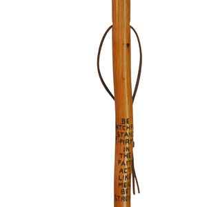 Walking Stick Bible Verse, 5 Different verses to choose from:  1 Cor 16, Psalm 23, Eph. 4, Rev 21, Prov. 4. Hand-Carved in Hickory