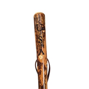 Walking Stick with &quot;USA&quot; Carved in Hiking Staff up to 60&quot; tall
