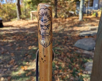 Hand Carved Sasquatch Walking Stick: Ozark Hiking Staff