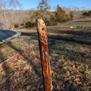 Hand Carved Eagle Hiking Stick - Walking Sticks - Functional Art - Ren Faire - Eagle Carvings, Hand Made in USA out of Hickory