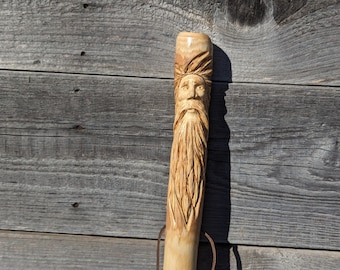 Walking Stick, Limited Edition, Ash Wood, Mountain Man series. Wild Mountain Man Carved on Staff #4 of 5