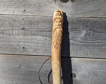 Walking Stick, Limited Edition, Ash Wood, Mountain Man series. Bear Mountain Man Carved on Staff #2 of 5