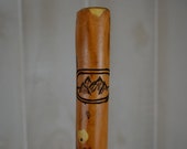 Walking Stick, Mountain Carving on Staff, Outdoor Scenery Carved on walking-stick, Kiln Dried, Trecker, Elm Wood, up to 60 quot