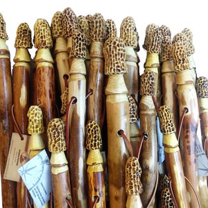 Hand-Carved Morel Mushroom Walking Stick: Custom 48-72 inch Hiking Staff, Woodsman Gift, USA Made