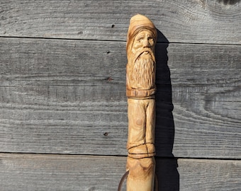 Walking Stick, Limited Edition, Ash Wood, Mountain Man series. Standing Man Carved on Staff #5 of 5