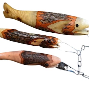Wooden Fish on a Stringer, Set of 3, Hand made finished Fish, Fisherman&#39;s Perfect Gift, Outdoor, Rustic Cabin Decorations 912