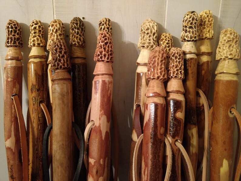 Morel Mushroom Walking Stick Morel Mushroom Hunting Stick Etsy