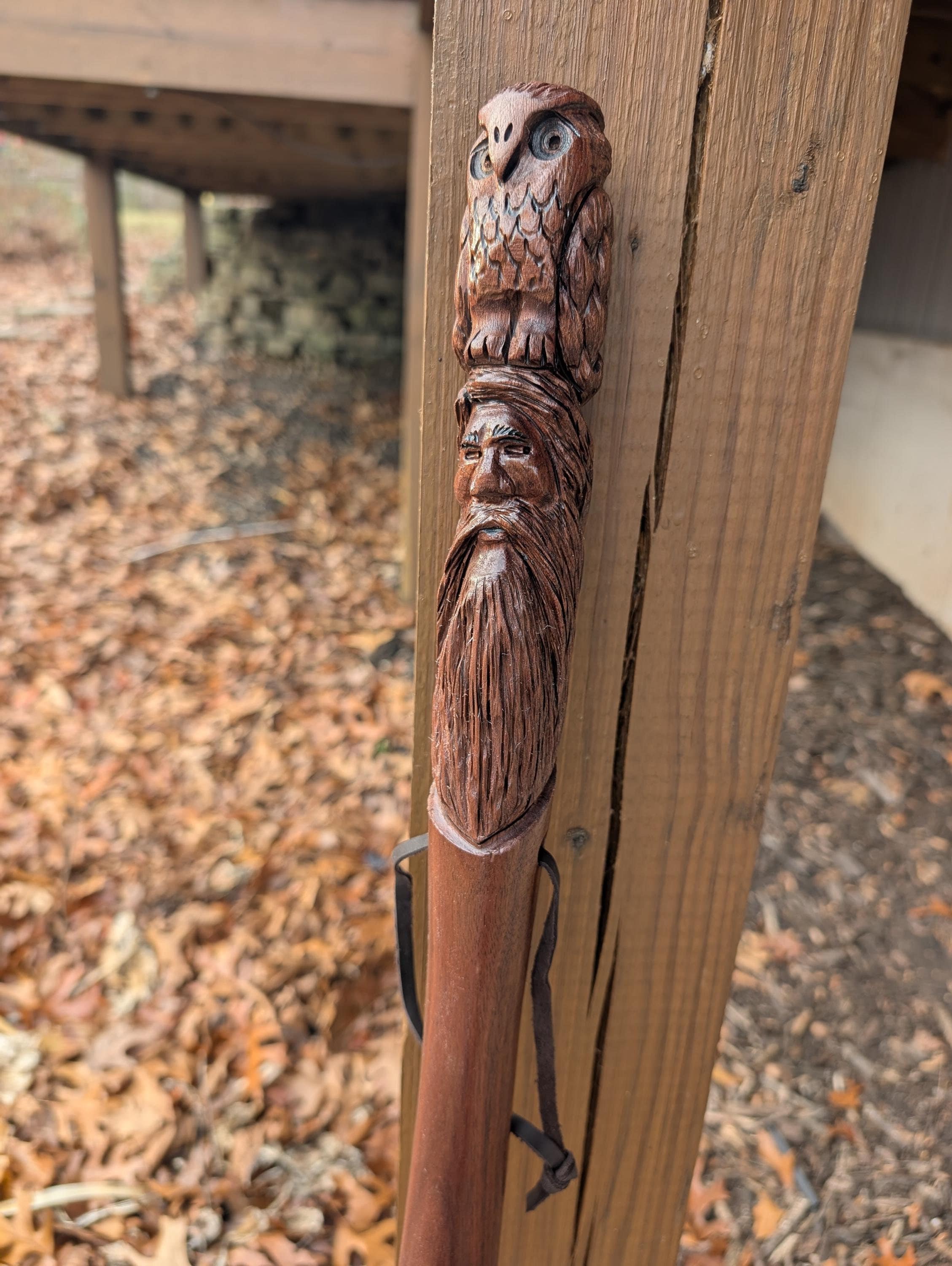 Wizard Walking Stick with Owl Carving | Inspired by Radagast – Creation Carvings Wizard Walking Stick with Owl Carving | Inspired by Radagast – Creation Carvings