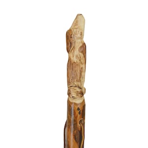 Wolf Walking Stick Carving in Hardwood - Hiking Stick, Staff - Dog Carving -  Handcarved Coyote