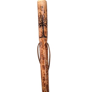 Tree of Gondor Walking Stick Image Carved in Hiking Staff up to 60&quot; tall