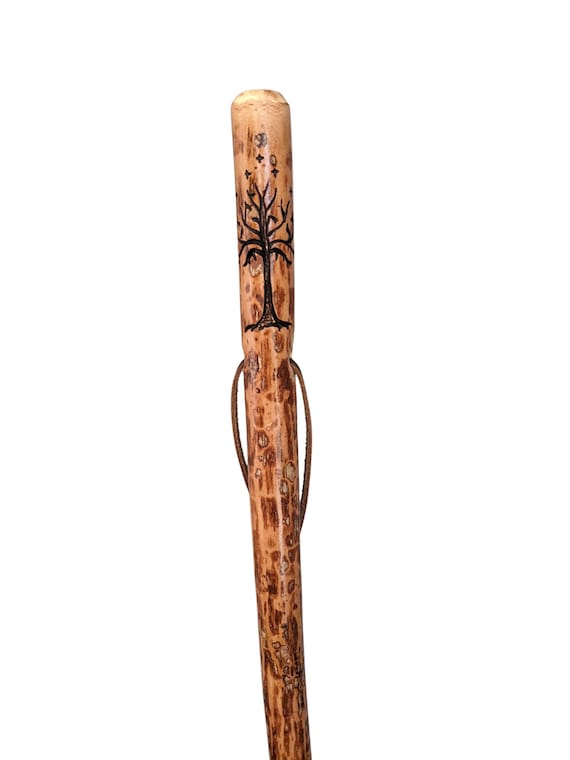 Tree of Gondor Walking Stick Image Carved in Hiking Staff up to 60" tall