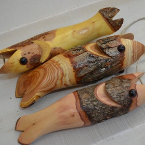 Decorazione a forma di pesce in legno - Pesce in legno - Decorazione per cabina - Regalo di pesca - 1 pesce
