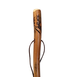 Walking Stick with Dog Carving at top, You Choose the Size, Hiking Staff, Hardwood