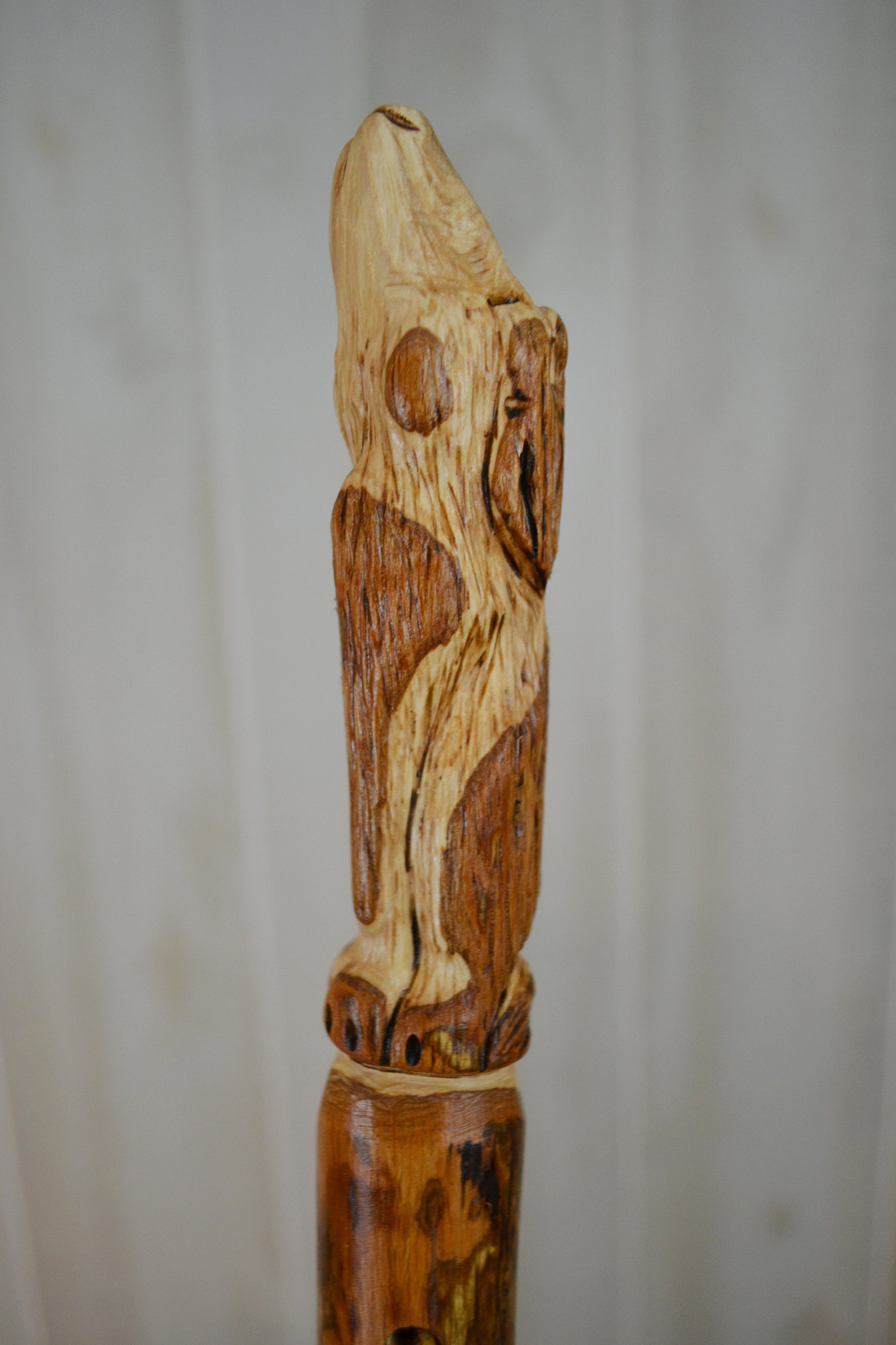 Wolf Walking Stick Carving in Hickory Hiking Stick Staff Etsy
