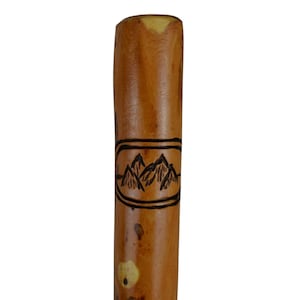Walking Stick, Mountain Carving on Staff, Outdoor Scenery Carved on walking-stick, Kiln Dried, Trecker, Hardwood, up to 60&quot;