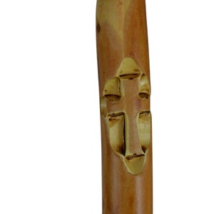 Cross on Walking Stick, 3D Cross with Depth on Staff, walking-stick, Kiln Dried, Trecker, Cross Carving, Hard Wood, up to 60&quot;