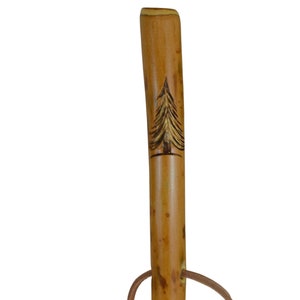 Walking Stick, Evergreen Tree Carving on Staff, Outdoor Scenery Carved on walking-stick, Kiln Dried, Trecker, Hardwood, up to 60&quot;