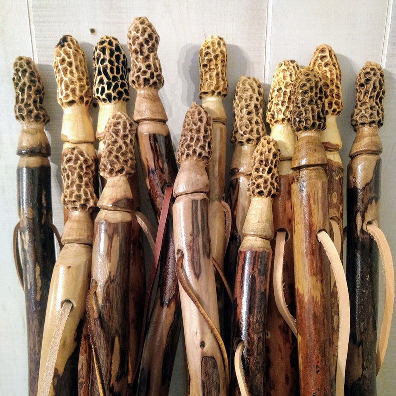 Morel Mushroom Walking Stick Morel Mushroom Hunting Stick Etsy