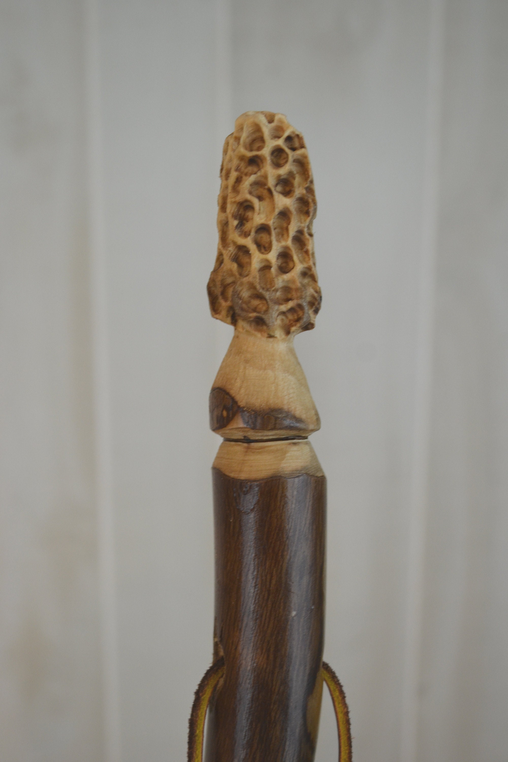 Morel Mushroom Carving in dark wood Walking Stick Etsy