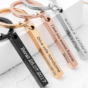 Location Coordinates Keychain Longitude Latitude Keychain,Personalized Keychain for Woman,Custom Pendant Keychain,Metal Engraved Keychain