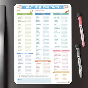 Magnetic Baby Food Tracker – First Foods Checklist, Meal Planner