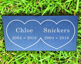 Engraved Granite Pet Memorial Marker, Heart Design, Garden Tombstone, Flower Garden,