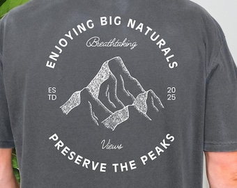 Big Naturals Mountain Graphic Tee, Hiking Camping Outdoors