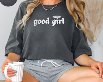 Good Girl Halo T-Shirt: Distressed Angelic Design, Soft Cotton Unisex Tee