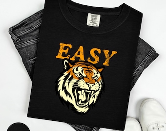 T-shirt graphique rétro Easy Tiger : T-shirt unisexe aux couleurs bohèmes et confortables