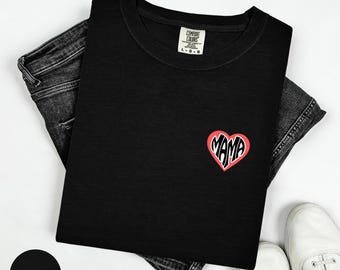Heart MAMA T-shirt, Love Mom Tee, Cozy Mother's Day Shirt, Soft Cotton Apparel
