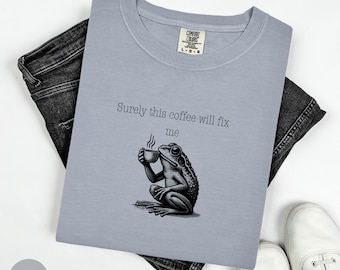 Frog Coffee T-shirt: Funny Graphic Tee, Coffee Lover Gift