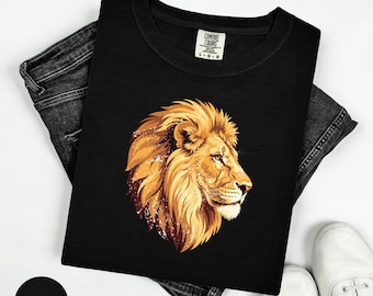 Distressed Lion Graphic Tee, Vintage Style Unisex T-Shirt