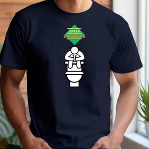 T-shirt amusant UpperDecker, t-shirt de baseball, chemise hilarante humour toilettes, t-shirt unisexe, haut en coton épais