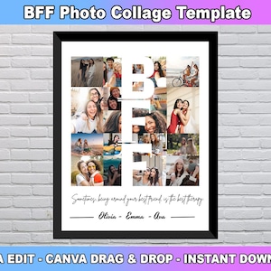 BFF Photo Collage Template, Besties Gift, Friendship Day Gifts, Personalized Bff Gift, Gift For Best Friend, Bestie Custom Photo Collage