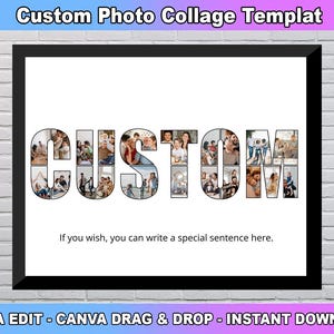 Modelo de colagem de fotos personalizado, sua colagem de fotos com texto, Natal, carta de nome personalizada, presente de colagem de fotos, colagem de fotos com texto personalizado