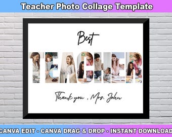 Teacher Photo Collage Template, Personalized Gift for Teacher's Day, Appreciation Gift, Teacher Keepsake, School Photo Gift Collage