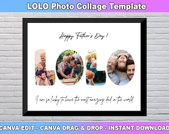 Plantilla de collage de fotos LOLO, imprimible digitalmente, plantilla de collage de fotos personalizada, regalo para papá, día del padre y regalo de cumpleaños para papá