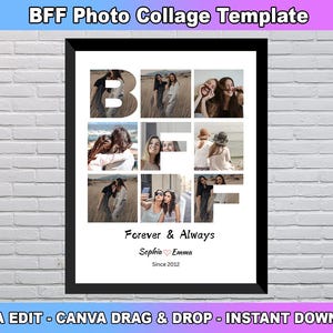 BFF Photo Collage Template, Besties Gift, Friendship Day Gifts, Personalized Bff Gift, Gift For Best Friend, Bestie Custom Photo Collage