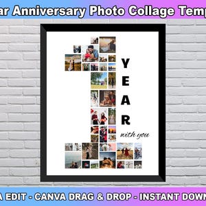 1st Birthday Photo Collage Template, Number 1 Collage, 1st Collage, 1st Birthday, Number Collage, Custom Gift for her, Canva Template