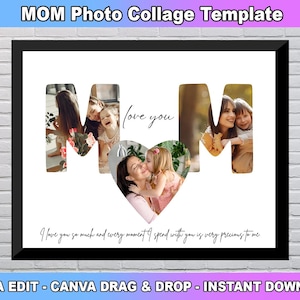 Sjabloon fotocollage moeder, Moederdagcadeau, cadeau voor haar, jubileumcadeau, verjaardagscadeau voor moeder, gepersonaliseerd cadeau, aangepast cadeau voor moeder