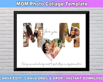 Mama Foto Collage Vorlage, Muttertagsgeschenk, Geschenk für sie, Jubiläumsgeschenk, Geburtstagsgeschenk für Mama, personalisiertes Geschenk, individuelles Geschenk für Mama
