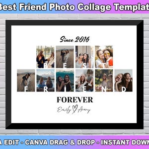 BEST FRİEND Photo Collage Template, Bff Gift, Friendship Day Gifts, Personalized Bff Gift, Gift For Best Friend, Bestie Custom Photo Collage