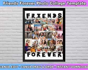 Friends Forever fotocollage, cadeau besties, cadeaus vriendschap dag, gepersonaliseerde vriend cadeau, cadeau voor beste vriend, bestie aangepaste fotocollage