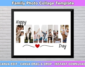 Family Photo Collage Template, Wall Art Canvas Family Collage, Personalized Family  Decor, Digital Photo Collage for your Family