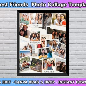 BFF Photo Collage Template, Besties Gift, Friendship Day Gifts, Personalized Bff Gift, Gift For Best Friend, Bestie Custom Photo Collage